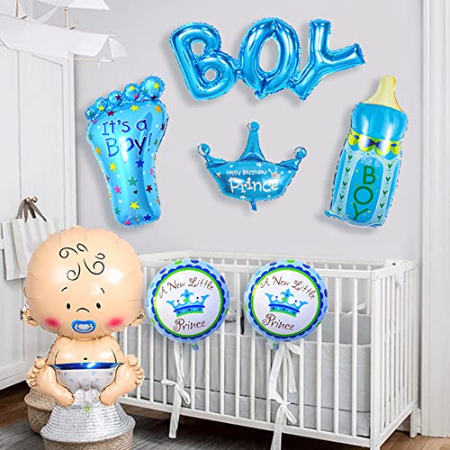 Maigendoo Baby Boy Balloons Set Boy Shape Aluminum Foil Balloon Teat Bottle Helium Balloon Crown Heart Star Foot Mylar Balloons Welcome Baby Kit For Baby Shower Theme Birthday Party Decorations #TOP5