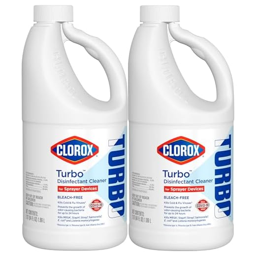 CloroxPro Turbo Disinfectant Cleaner for Sprayer Devices, Bleach-Free, Healthcare Cleaning and Industrial Cleaning, Kills Cold and Flu Viruses, 64 Fl. Oz. (Pack of 2) - 60090