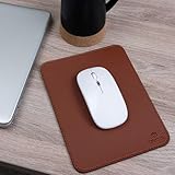 ETHORA: Faux Leather Mouse Pad 6x8 INCH – Small, Elegant & Waterproof | Synthetic Leather, Non-Slip Rubber Base, Stitched Edges | Ideal for Laptop, Office, Travel - Brown