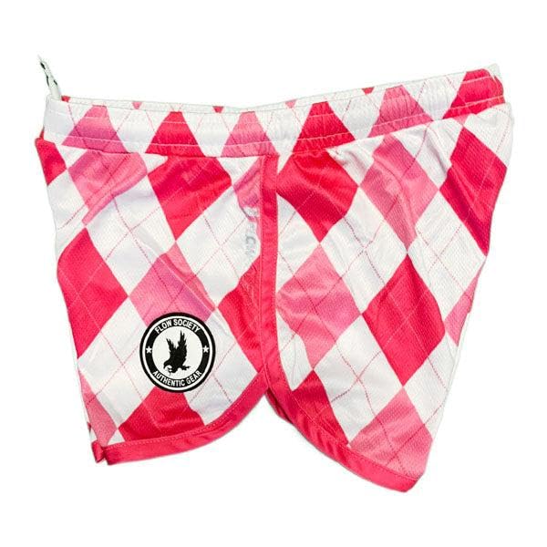 Flow Society Pink and White Argyle Girls Athletic Shorts2