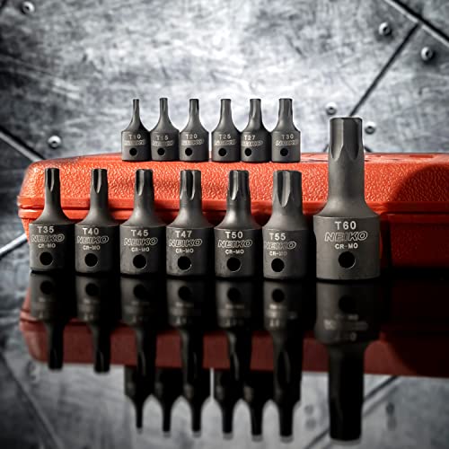 image for NEIKO 10282B 13 Piece Security Torx Socket Bit Set, 6 Point Heavy Duty