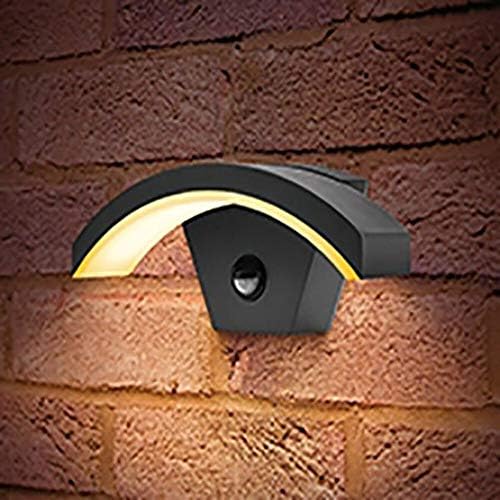 Integral LED Curve Wall Light IP54 7.6w 360lm 3000K Dark Grey with PIR Sensor