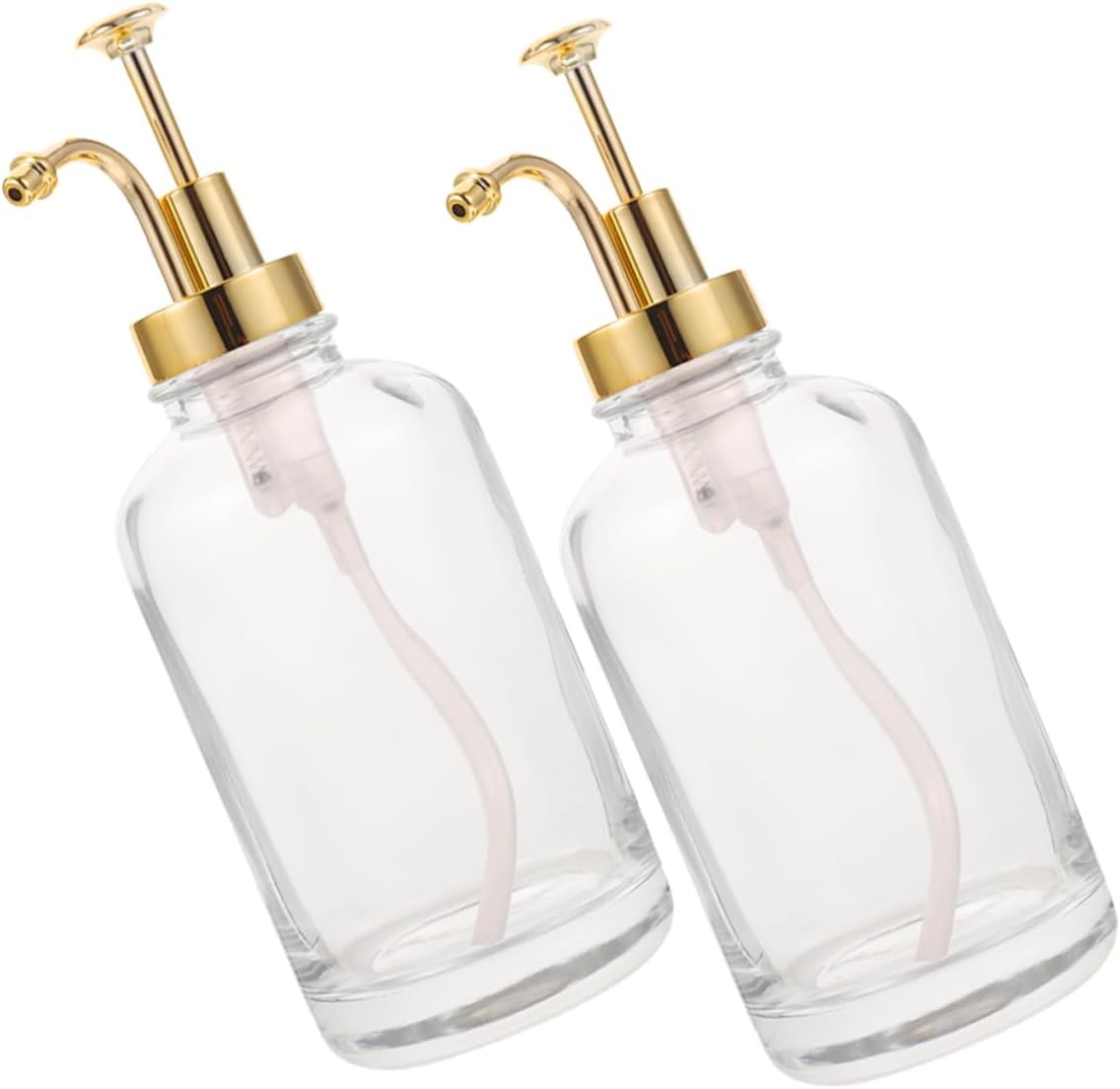 2Pcs Glass Syrup Dispenser with Pump Multi Use Storage Bottle for Ketchup Honey Stylish Kitchen Decor Easy to Use Clean for Coffee Bar Condiment Organization