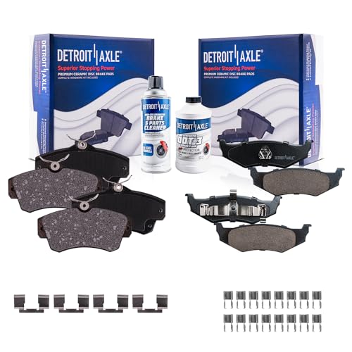 Detroit Axle - Front and Rear Ceramic Brake Pads with Hardware Replacement for 2003 2004 2005 Dodge Neon Chrysler PT Cruiser - 6pc Set