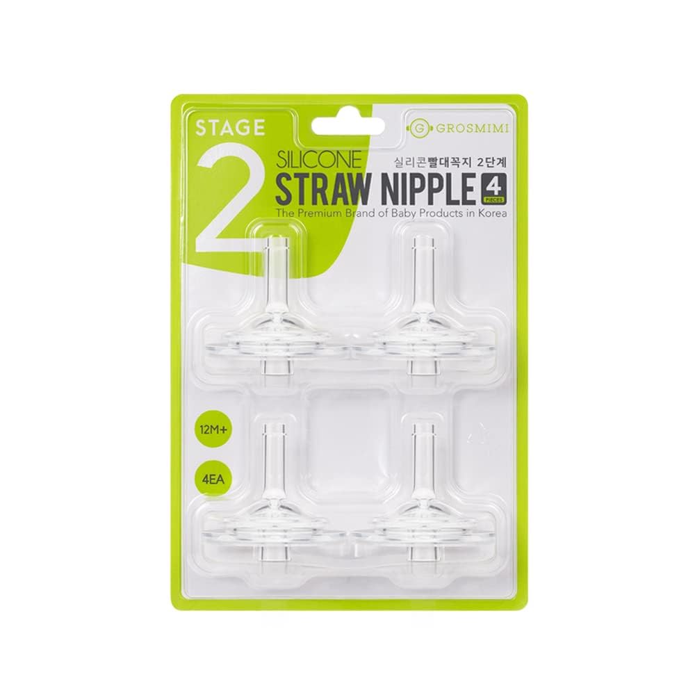 Grosmimi Replacement Straw Kit (4 Straw Nipples-Stage 2)