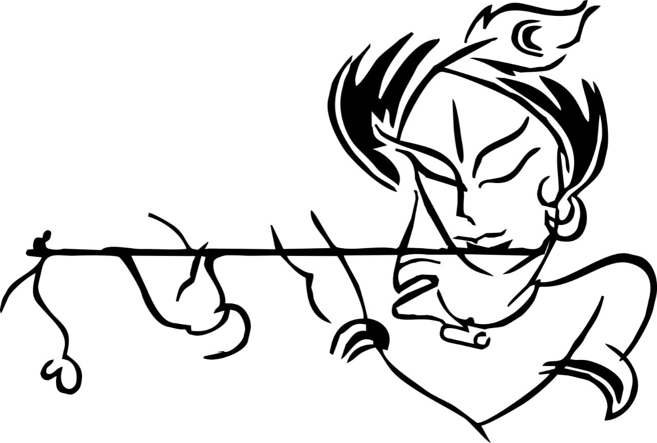 Akshat Enterprise Krishna' Wall Sticker Size - 110 cm x 70 cm, (Black)