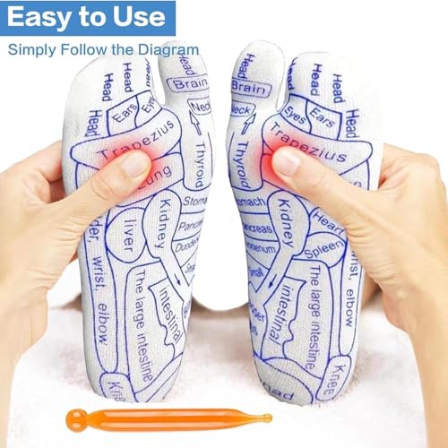 Image of UCRAVO Reflexology Socks for Women with Trigger Point Massage Tool - Acupressure Foot Chart for Sole & Instep - Foot Pain Relief, Plantar Fasciitis, Stress & Circulation Aid - 1 Pair-Multicolor