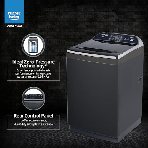 Image of Voltas Beko, A Tata Product 9 Kg 5 Star Fully-Automatic Top Loading Washing Machine with Anti-Bacterial wash Technology (WTL9006UEAH / OBS3060, Dark Grey, Inbuilt Heater)