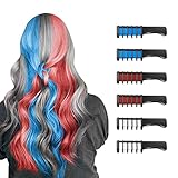 New Hair Chalk Comb Temporary Hair Color Dye for Girls Kids with Light Color Hair, Washable Hair Chalk for Girls Age 4 5 6 7 8 9 10 Birthday Cosplay DIY,Independence Day (Red,White,Blue)