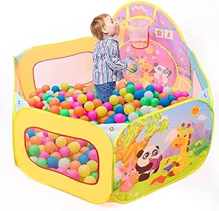GIEMIT Pop Up Play Tent Ball Pool Ball Pool Pop Up Tent Toddler Ball Pool Children Foldable Ball Pit (120 x 77 x 47 cm) (Animal World)