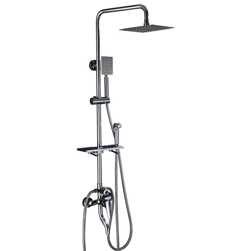 CWCQGH Bathroom Rainfall Shower Faucet Set Single Handle Bath Shower 4 Function Mixer Taps Wall Mounted with Handshower Bronze,B,A