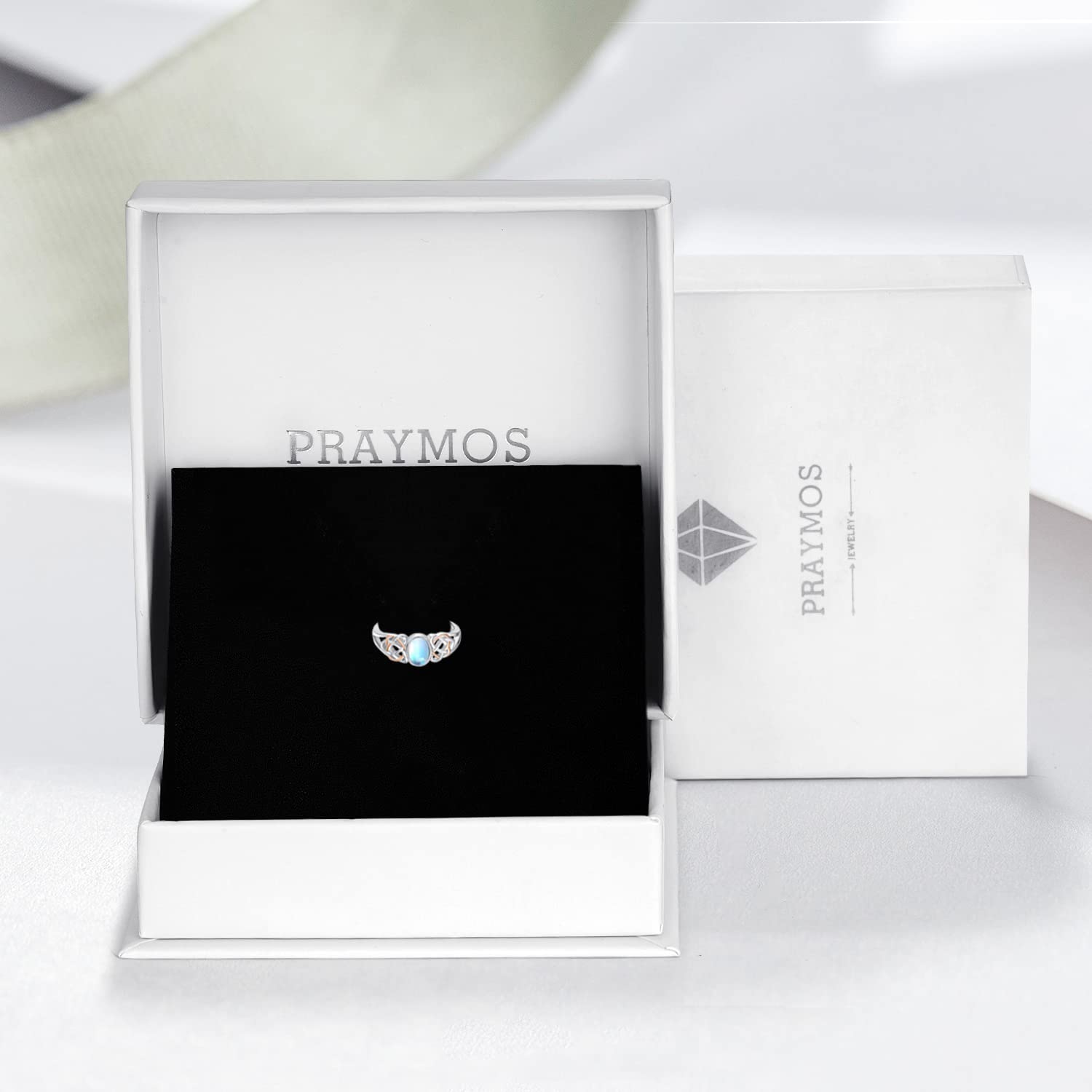 Keltischer Knoten Ring 925 Sterling Silber Ringe für Frauen Mondstein Ring Keltischer Knoten Offener Verstellbarer Ring Versprechen Schmuck(Keltischer Mondsteinring)