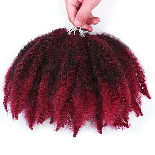 ALENTOO Short Marlry Hair 3pcs Marley Twist Crochet Braids 8 Inch Afro Kinky Twist Crochet Hair Marley Hair for Twists Synthetic 2 Tone Mixed Colour Kinky Hair Extension for Women(T/Bug)
