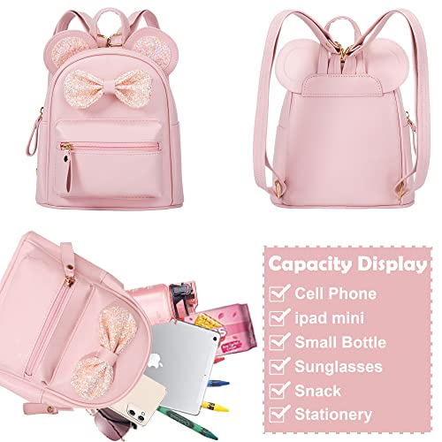 Sunwel Fashion Cutest Cartoon Toddler Sequin Bow Mouse Ears Bag Mini Travelling School Shoulder Backpack For Teen Little Girl Women (Pink) #TOP1