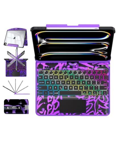 Image of Cyberpunk Clear Keyboard Case for iPad A16 11th /10th Generation 360 Swivel