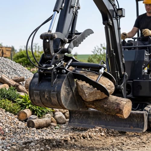Tnfeeon Hydrauliczny Zacisk na Kciuk, Przyłącze Hydrauliczne do Minikoparki ze Stali Mn z 2 Wężami M14 do Wszechstronnego Transportu Materiałów na Placach Budowy