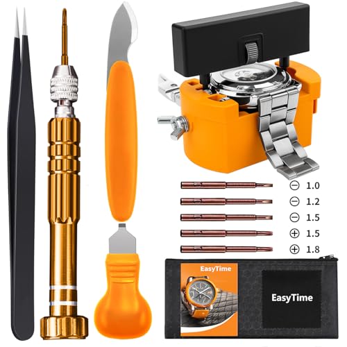 EasyTime Watch Case Opener Tool: Watch Battery Replacement Tool Kit for Back Removal and Maintainance with Adjustable Case Opener