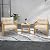 Tangkula 3 Pieces Acacia Wood Patio Furniture Set, PE Wicker Bistro Set with Cushioned Chairs and Coffee Table, Outdoor Conversation Set for Porch, Deck, Balcony, Backyard (Beige)