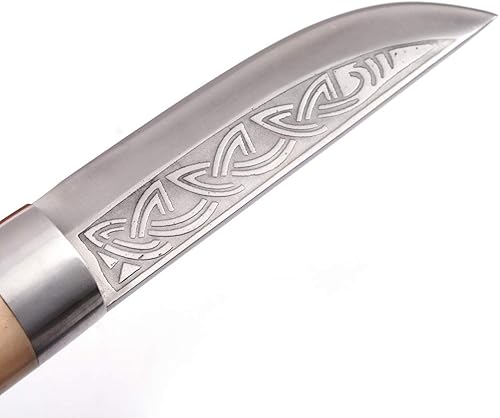 Miniatura 4 de Armory Replicas Cuchillo vikingo con mango de hueso de estilo escandinavo con funda, grabado con hoja de 4,5 pulgadas