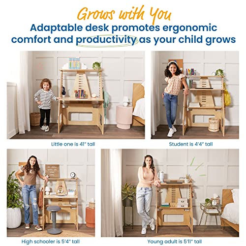 ECR4Kids Grows with Me Sit or Stand Desk, Kids Furniture, Natural - Image 4