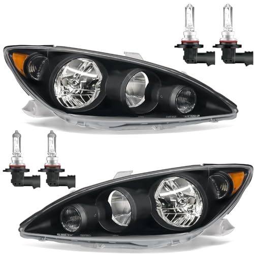 Vizotae Headlights Assembly for 2005 2006 Toyota Camry LE XLE Halogen Headlamp Replacement High/Low Beam W/Bulbs Driver & Passenger Side
