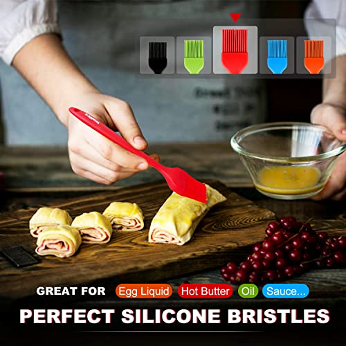 Image of Walfos Silicone Pastry Brush, Heat Resistant Basting Brush Set, Perfect for Baking,BBQ Grill,Kitchen Cooking,Strong Steel Core and One-Pieces Design,BPA Free and Dishwasher Safe (5 Pcs)