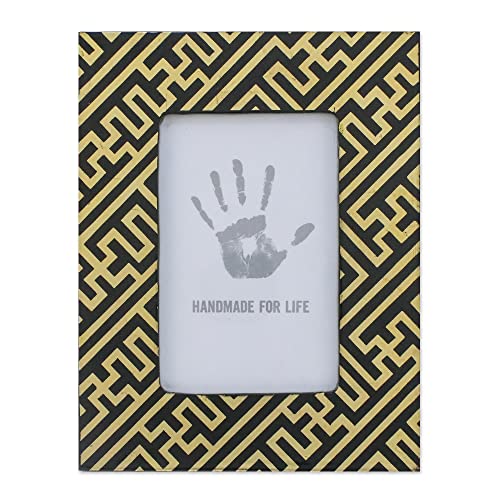 Novica Decorative Wood Picture Frame, Metallic, 4X6 'Weaving Lines' #TOP25