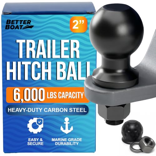 Better Boat 2 Inch Trailer Ball Hitch 6000lbs Capacity 1 Shank Diameter 2 Long Marine Grade Tow Ball for Boats or Towing