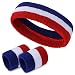 Yolev Gestreiftes Schweißband-Set, Sport-Stirnband, Armband-Set (1 Stirnband und 2 Armbänder), Schweißbänder für sportliche Männer und Frauen (Stil F)
