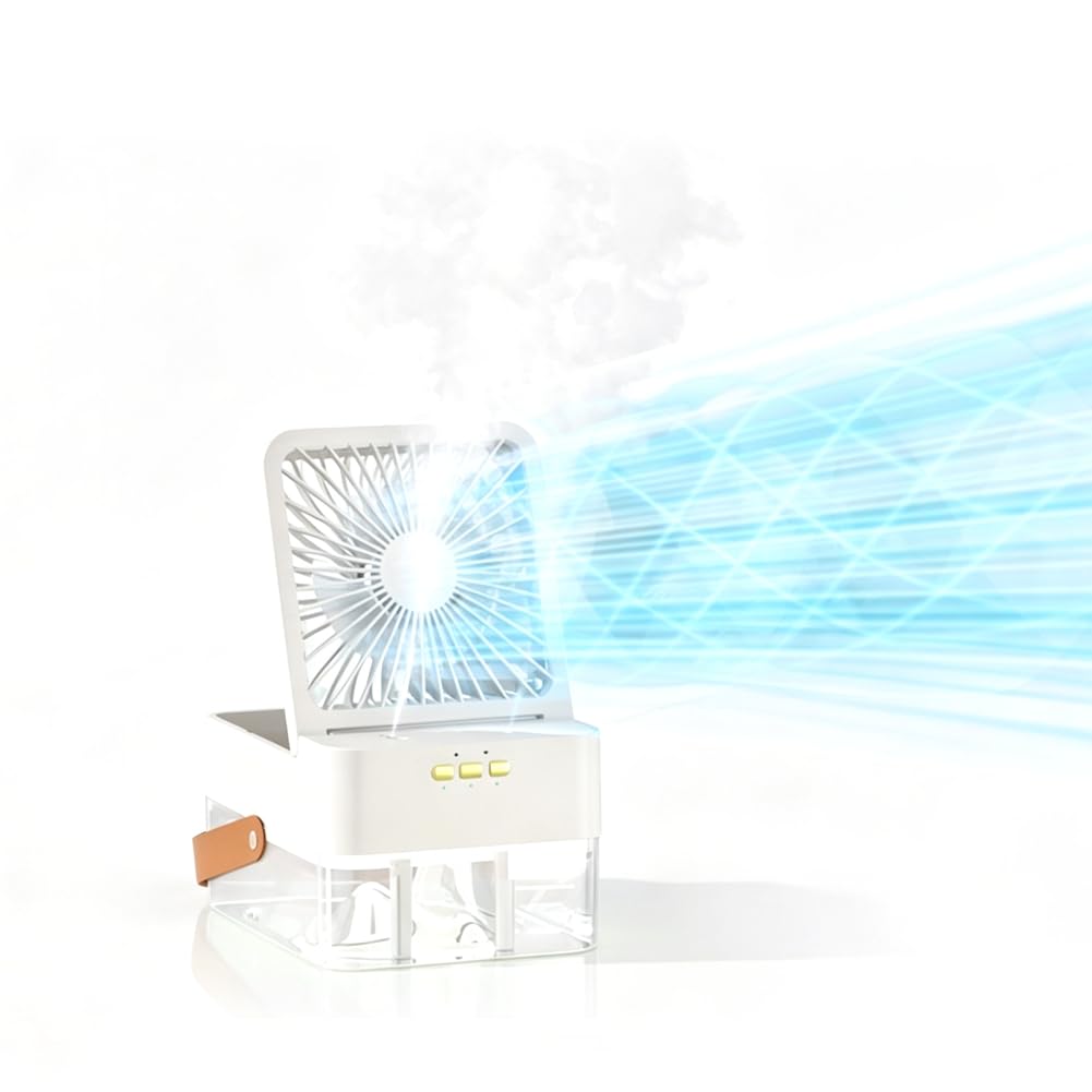 Aundhegrtt Desktop Humidification USB Mini Air Conditioner Fan 2-Hole Humidifier Cooling Fan with 2.5L Water Tank Misting Function