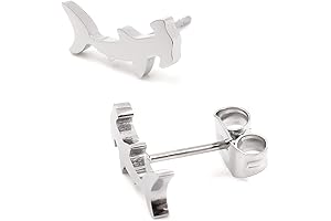 Stainless Steel Sea Ocean Animal Marine Life Black Silver Silhouette Post Earrings