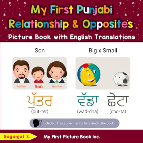My First Punjabi Relationships & Opposites Picture Book with English Translations: Bilingual Early Learning & Easy Teaching Punjabi Books for Kids (Teach & Learn Basic Punjabi words for Children)