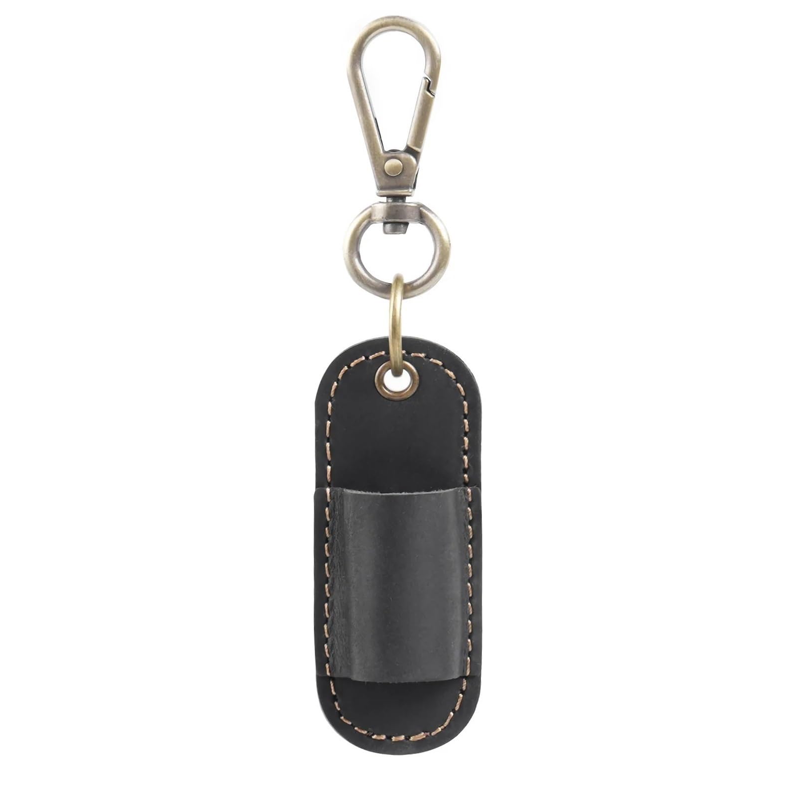 Mlyvax Genuine Leather Pen Holder with Keychain Clip Retro Portable Pencil Holder Clip-on Bag for School Office and Travel(Black,4pcs)