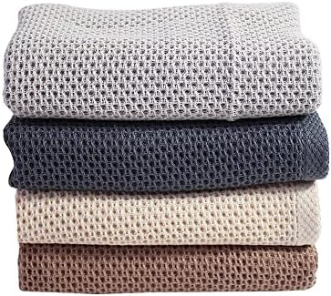 LXMOJITU Sports Towel, 100% Pure Cotton Towel, Cool Waffle Pattern Towel for Neck and Face, Soft Breathable Cold Towel for Yoga, Golf, Gym, Camping, Running, Workout, 13.7" x 27.5" (4 Pcs, 4 Colors)