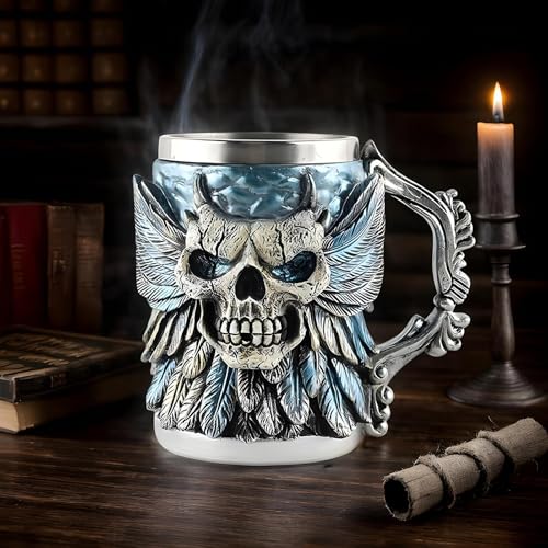 Mug à boisson crâne de 500 ml avec chope à bière pour hommes