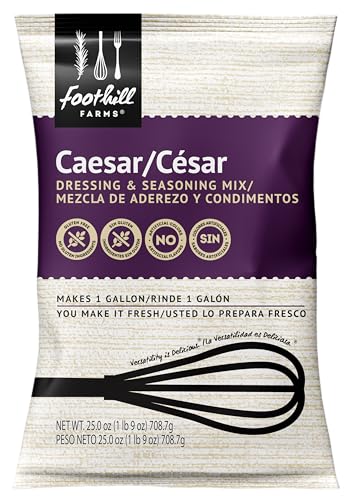 Foothill Farms Caesar Dressing & Seasoning Mix, Make Classic Caesar Salad Dressing, Top Sandwiches, Mix in Soup and more, Makes 1 Gallon of Salad Dressing, 25 oz Packet