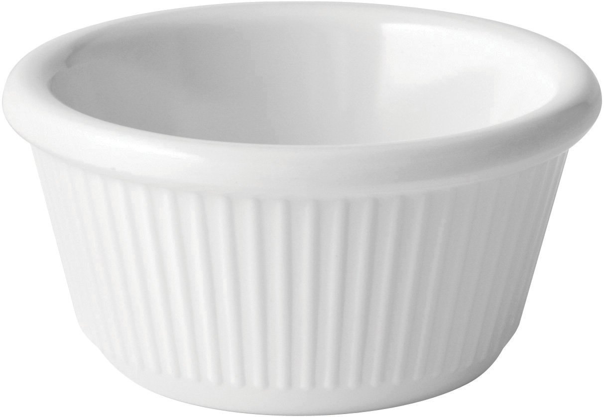 White Melamine Tableware - Fluted Ramekin 3Oz (9Cl) (Box Of 12) - Ideal For Schools, Care Homes And Parties, Virtually Unbreakable!
