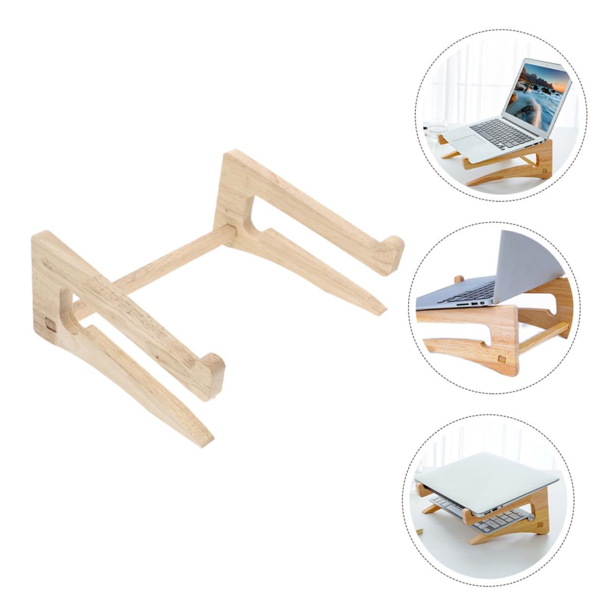 Supporto Laptop in Legno per Rialzo Portatile Ergonomico per Notebook Tablet e Tastiera Stand Smontabile e Salvaspazio e Scrivania