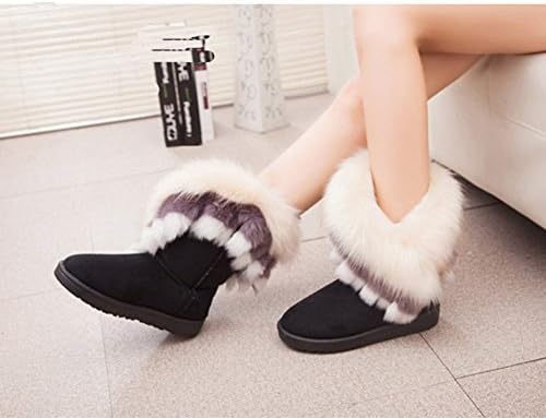 Womens Winter Warm High Long Snow Ankle Boots Faux Fox Fur Tassel Shoes US8 | Image 1
