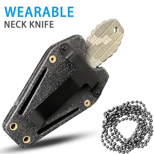 Image of Mini EDC Pocket Neck Knife with Chain and Sheath w /Pocket Clip, Ultra Small Fixed Blade Knives Tactical Necklace Knife for Men, Utility Box Cutter Outdoor Camping Backpacking Knives