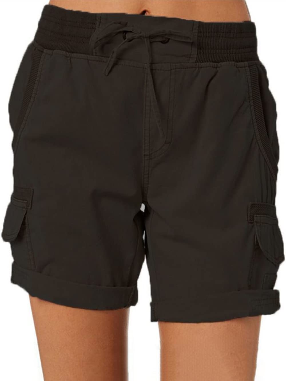 Imuedaen Women's Shorts, Casual Summer Short Trousers with Drawstring, Elastic Fabric Trousers, Hot Pants, Cotton Linen Beach Shorts with Pockets