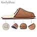 KushyShoo Mens Slippers, Scuff Fluff House Shoes, Slip-On Indoor Outdoor Slipper, Brown, Size 9.5-10.5