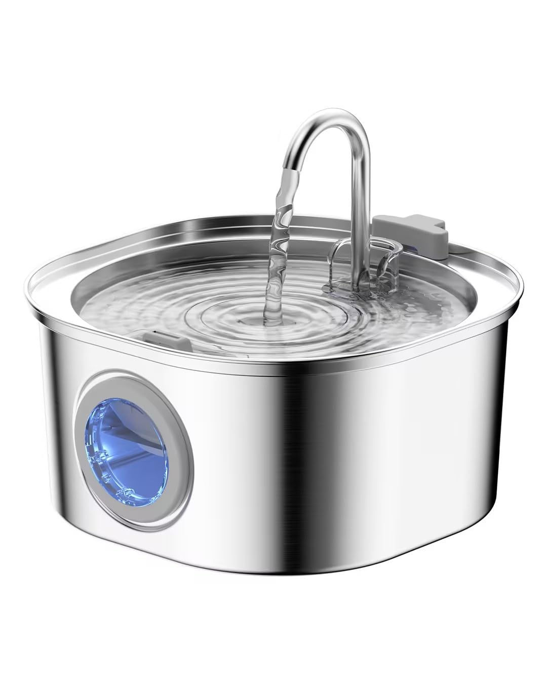 PEKTACO Cat Water Fountain Stainless Steel, 3.2L/108oz Cat Water Dispenser with Quiet Water Pump and Water-Level Window, Dishwasher Safe Pet Drinking Fountain for Cats Indoor with Replacement Filter