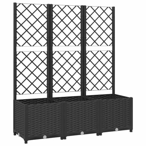 vidaXL Jardinière avec Treillis, PP, Noir, 120x40x136 cm, Bac à Fleurs pour Terrasse et Balcon, Jardin, Support pour Plantes, Bac DIY