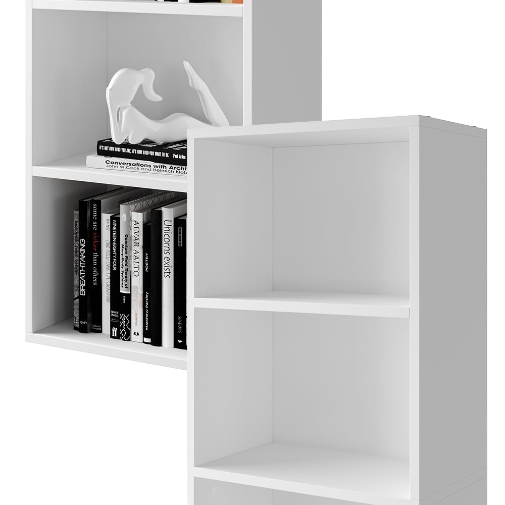 Vicco Scaffale Bob, Bianco, 40 x 132 cm | con 5 scomparti, per la conservazione e la presentazione di libri e raccoglitori