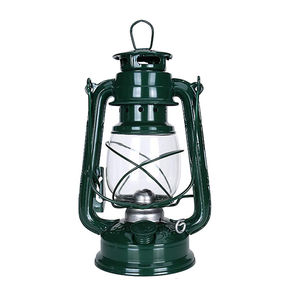 Petroleumlampe, 25cm Vintage Kerosinlampe Tragbares Campingzelt Licht Hängende Laterne Dekor, Retro Petroleumlampen Klassische Öllampe Tischlaternen Grün