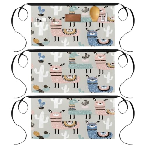 Tablier court de chef lot de 3 avec 3 poches pour cuisine et bistrot