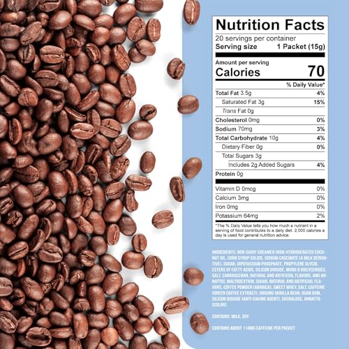 Image of The Frozen Bean Vanilla Bean Frappe & Latte Instant Mix (20 Sticks), Made with Arabica Coffee, Double Shot Caffeine, Low Sugar & Premium Ingredients, Hot, Iced, or Blended Drinks