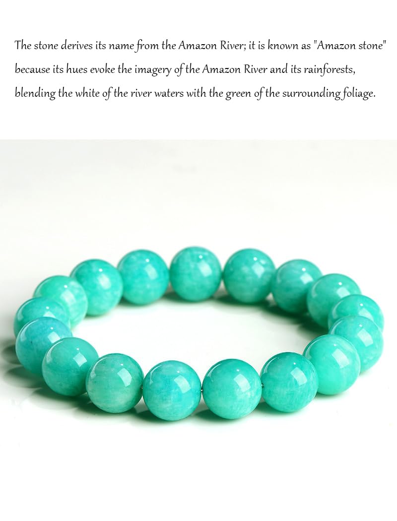 NIBHZ Bracciale con Perline Rotonde di amazzonite Naturale della Vecchia Miniera,10mm