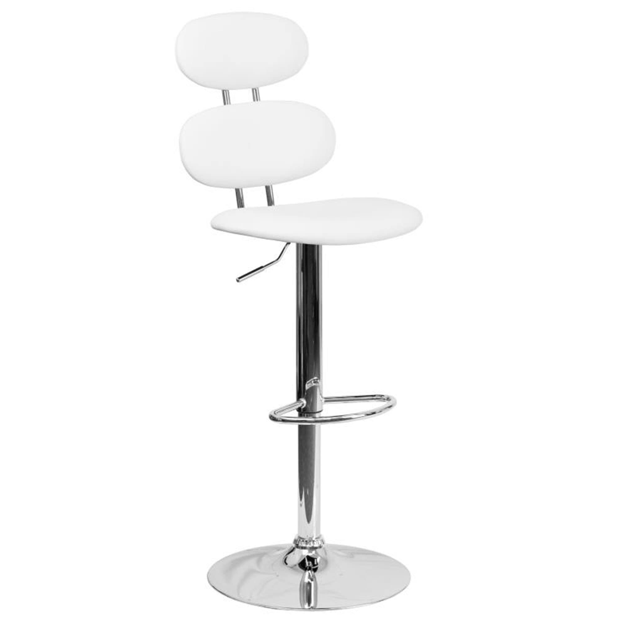 Offex OFX-400231-FF Contemporary Vinyl Adjustable Height Barstool with Chrome Base - White